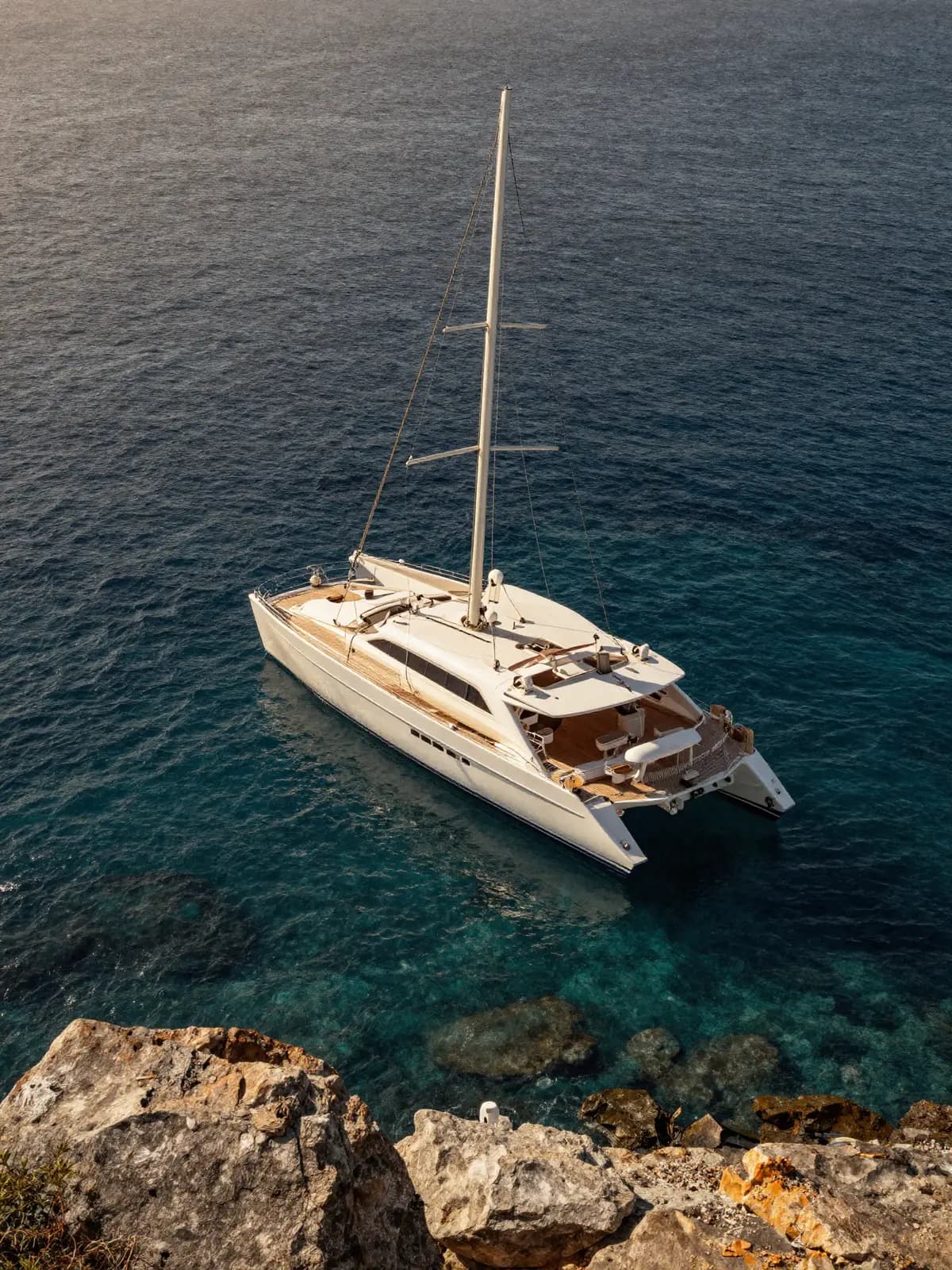 A Catamaran on calm open water